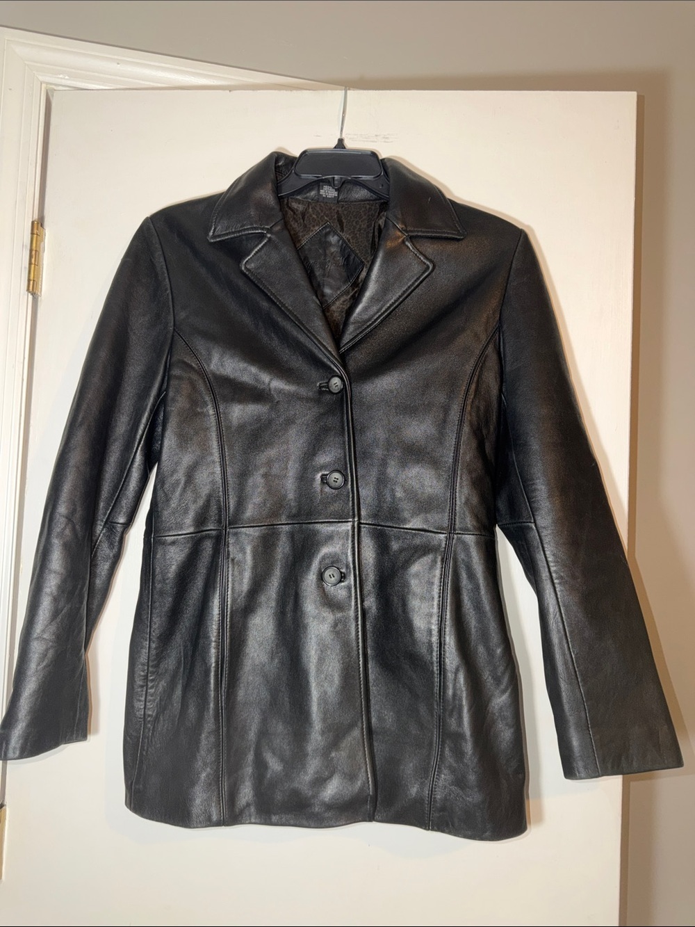Vintage Jacqueline Ferrar Black Leather Button-Front Women's Jacket
